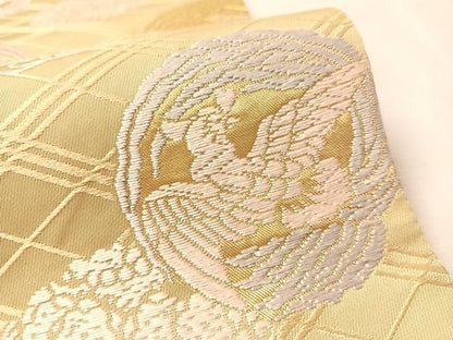 平和屋着物●六通柄袋帯　唐織　吉祥文様　菱吉祥丸紋　金糸　正絹　逸品　CABM9123vp