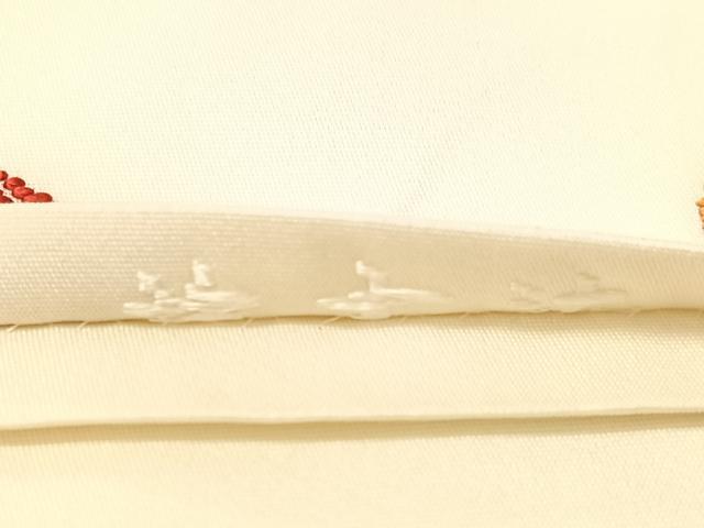 平和屋着物●六通柄袋帯　唐織　草木染め　葡萄蔦の葉文　金糸　正絹　逸品　未使用　CABM9125vp