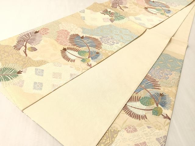 平和屋着物●六通柄袋帯　宝寿唐織　松寿道長　金糸　正絹　逸品　未使用　CABM9128vp