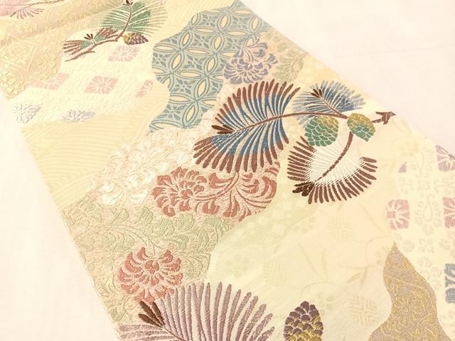 平和屋着物●六通柄袋帯　宝寿唐織　松寿道長　金糸　正絹　逸品　未使用　CABM9128vp