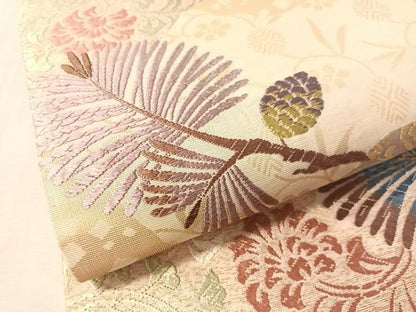 平和屋着物●六通柄袋帯　宝寿唐織　松寿道長　金糸　正絹　逸品　未使用　CABM9128vp