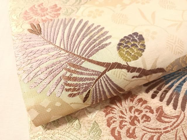 平和屋着物●六通柄袋帯　宝寿唐織　松寿道長　金糸　正絹　逸品　未使用　CABM9128vp