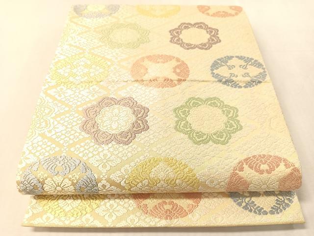 平和屋着物●全通柄袋帯　唐織　正倉院花文　金糸　正絹　逸品　CABM9132vp