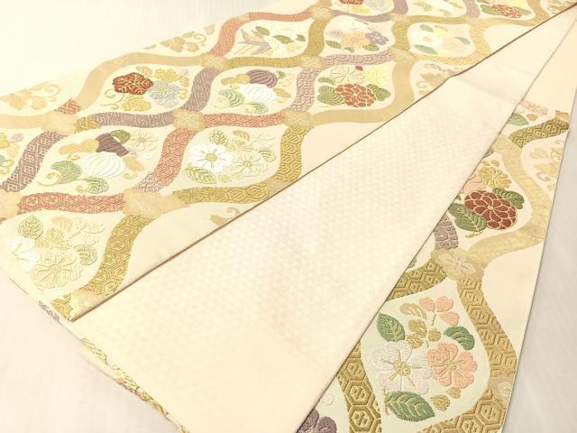 平和屋着物●六通柄袋帯　唐織　立涌花文　金糸　正絹　逸品　CABM9133vp