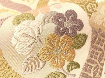 平和屋着物●六通柄袋帯　唐織　立涌花文　金糸　正絹　逸品　CABM9133vp