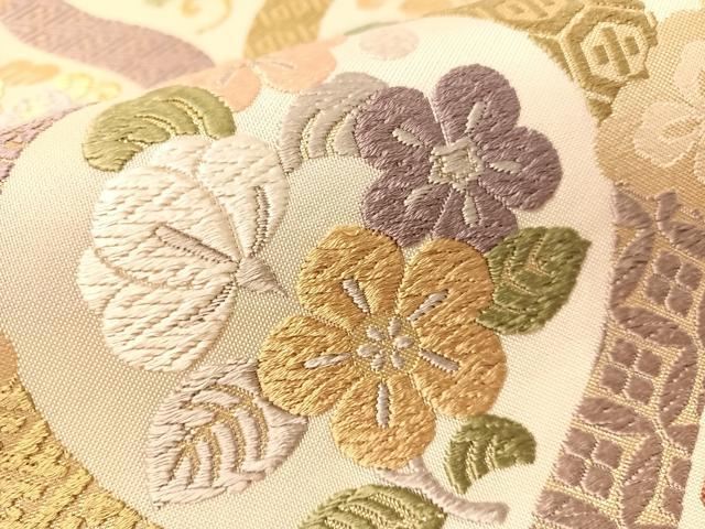平和屋着物●六通柄袋帯　唐織　立涌花文　金糸　正絹　逸品　CABM9133vp