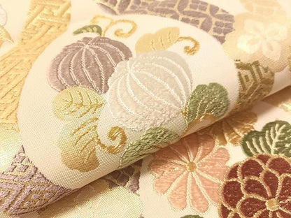 平和屋着物●六通柄袋帯　唐織　立涌花文　金糸　正絹　逸品　CABM9133vp