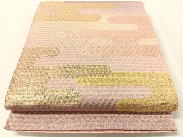 平和屋着物●太鼓柄袋帯　エ霞文　金糸　正絹　逸品　CABM9143vp