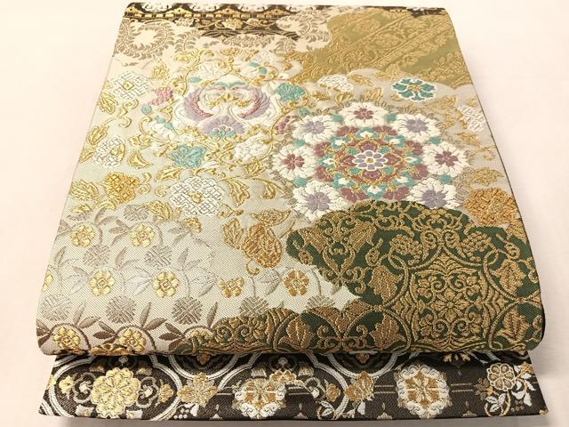 平和屋着物●両方向　全通柄袋帯　正倉院　雲取平脱華文　金糸　正絹　逸品　未使用　CABM9153vp