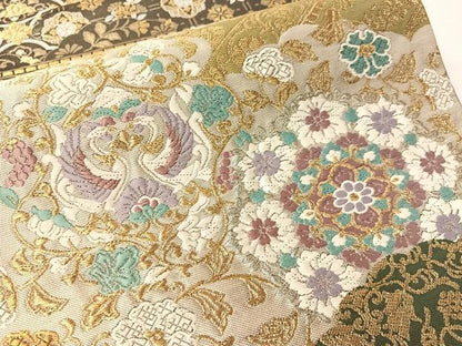 平和屋着物●両方向　全通柄袋帯　正倉院　雲取平脱華文　金糸　正絹　逸品　未使用　CABM9153vp