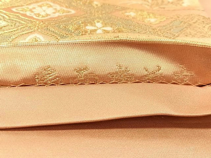 平和屋着物●西陣　京の名門　じゅらく謹製　帝王紫　六通柄袋帯　扇面唐花文　金糸　証紙付き　正絹　逸品　未使用　CABM9154vp