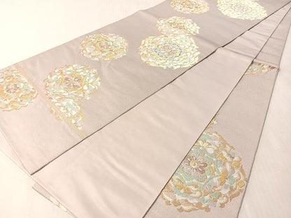 平和屋着物●西陣　服部織物謹製　六通柄袋帯　正倉院花文　金銀糸　正絹　逸品　CABM9155vp