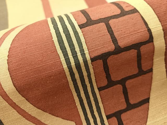 平和屋着物●六通柄袋帯　紬地　ろうけつ染　吉祥間道　正絹　逸品　未使用　CABM9157vp