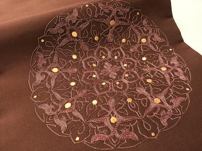 平和屋着物●太鼓柄袋帯　総刺繍　駒刺繍　正倉院花文　正絹　逸品　CABM9159vp