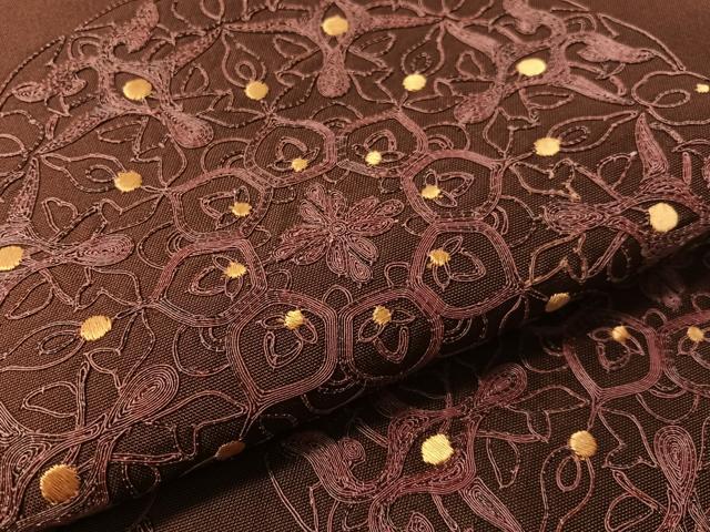 平和屋着物●太鼓柄袋帯　総刺繍　駒刺繍　正倉院花文　正絹　逸品　CABM9159vp