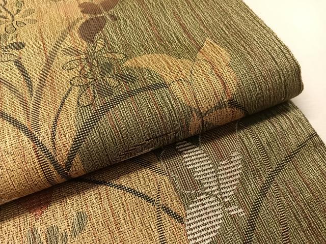 平和屋着物●六通柄袋帯　櫛織　舞蝶花文　金糸　やまと誂製　正絹　逸品　CABM9163vp