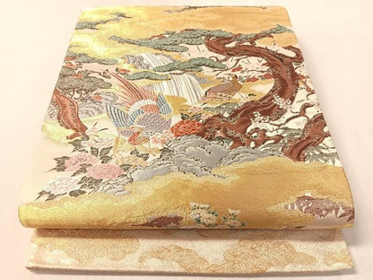 平和屋着物●西陣の老舗　1782年創業　山下織物　全通柄袋帯　山楽襖絵図　金糸　証紙付き　正絹　逸品　未使用　CABM9165vp