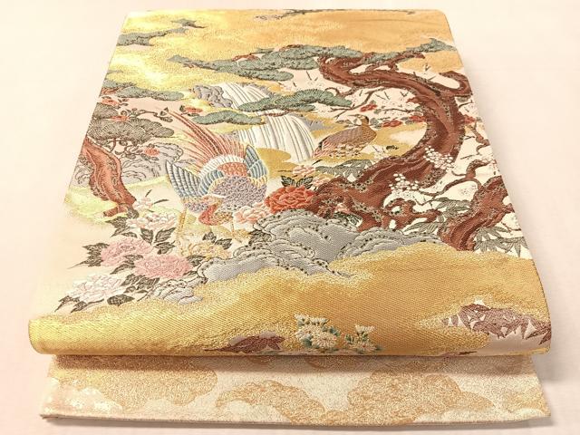 平和屋着物●西陣の老舗　1782年創業　山下織物　全通柄袋帯　山楽襖絵図　金糸　証紙付き　正絹　逸品　未使用　CABM9165vp
