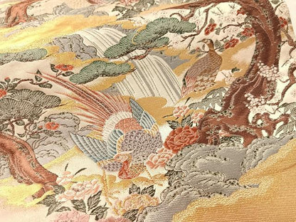 平和屋着物●西陣の老舗　1782年創業　山下織物　全通柄袋帯　山楽襖絵図　金糸　証紙付き　正絹　逸品　未使用　CABM9165vp