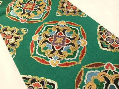 平和屋着物●西陣　河瀬満織物謹製　六通柄袋帯　唐織　千都錦　天平宝飾華文　金糸　証紙付き　上代49万　正絹　逸品　未使用　CABM9166vp