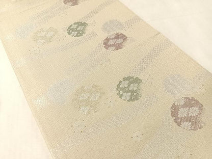 平和屋着物●六通柄袋帯　小袖雪輪文　金糸　正絹　逸品　CABM9170vp