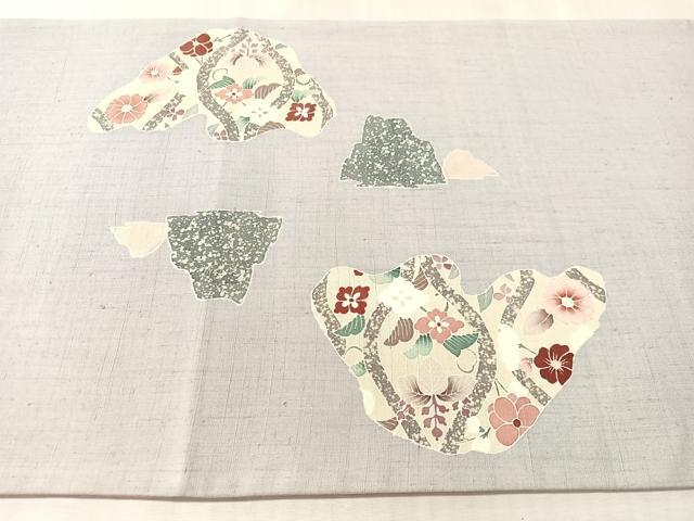 平和屋着物●太鼓柄袋帯　作家物　築地　重ね山花文　金彩　正絹　逸品　CABM9171vp
