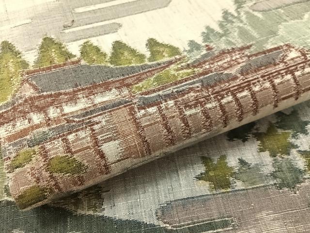 平和屋着物●全通柄袋帯　紬地　京名所風景文　正絹　逸品　CABM9173vp