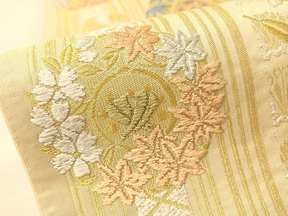 平和屋着物●六通柄袋帯　唐織　草花丸文　金糸　正絹　逸品　CABM9177vp