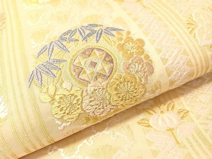 平和屋着物●六通柄袋帯　唐織　草花丸文　金糸　正絹　逸品　CABM9177vp
