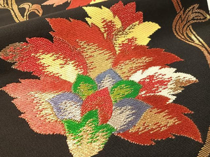 平和屋着物●六通柄　本袋帯　天平牡丹錦　黒地　金銀糸　正絹　逸品　CABM9181vp