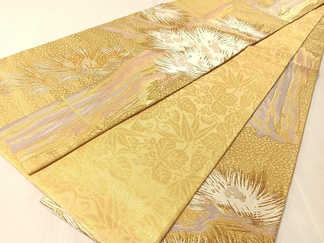 平和屋着物●六通柄袋帯　鷹華　松　金銀糸　正絹　逸品　CABM9184vp