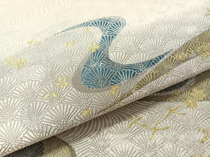平和屋着物●六通柄袋帯　流水花鳥文　金銀糸　正絹　逸品　未使用　CABM9188vp