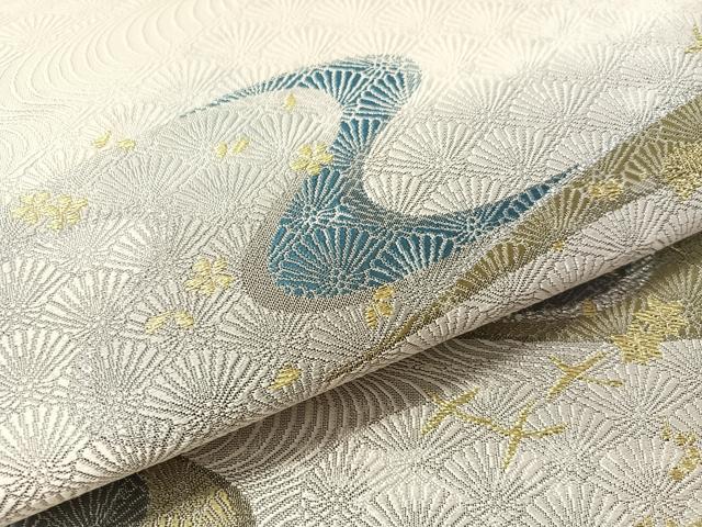 平和屋着物●六通柄袋帯　流水花鳥文　金銀糸　正絹　逸品　未使用　CABM9188vp