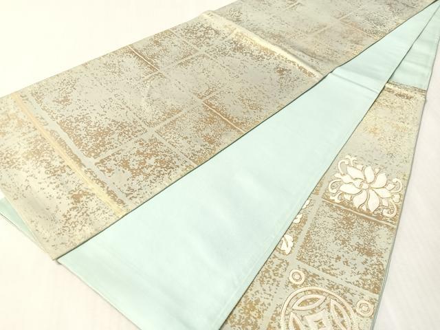 平和屋着物●西陣　川島織物　太鼓柄袋帯　駒刺繍　市松花文　金糸　三越扱い　正絹　逸品　CABM9191vp
