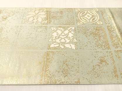 平和屋着物●西陣　川島織物　太鼓柄袋帯　駒刺繍　市松花文　金糸　三越扱い　正絹　逸品　CABM9191vp