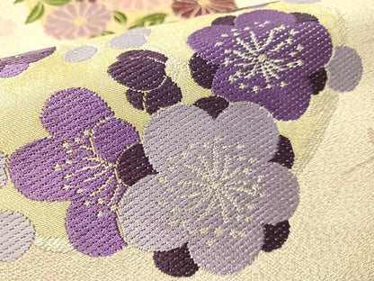 平和屋着物●六通柄袋帯　花丸文　銀糸　正絹　逸品　CABM9195vp