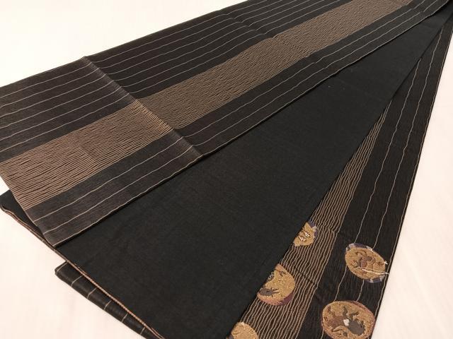 平和屋着物●太鼓柄袋帯　櫛織　人物　動物　魚　金糸　正絹　逸品　CABM9196vp