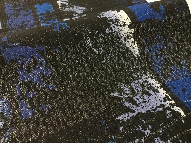 平和屋着物●全通柄袋帯　間道　黒地　銀通し地　正絹　逸品　未使用　CABM9200vp