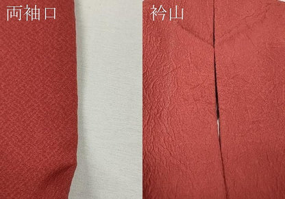 平和屋着物●上質な色無地　作家物　万雄堅牢染　吉祥地紋　臙脂色　証紙付き　正絹　逸品　CABM9204ut