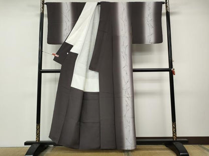 平和屋着物●訪問着　手描き　こぼれ松葉　暈し染め　金彩　正絹　逸品　CABM9209ut