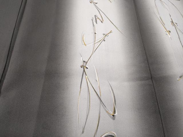 平和屋着物●訪問着　手描き　こぼれ松葉　暈し染め　金彩　正絹　逸品　CABM9209ut
