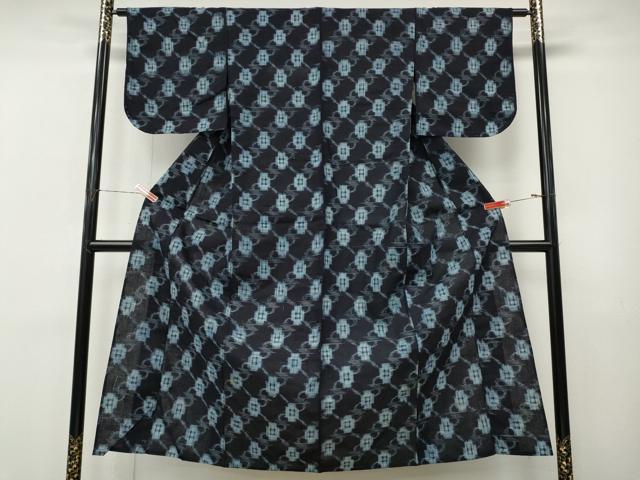 平和屋着物●久留米絣　単衣　菱吉祥文　綿　逸品　CABM9213ut