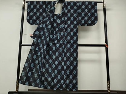 平和屋着物●久留米絣　単衣　菱吉祥文　綿　逸品　CABM9213ut