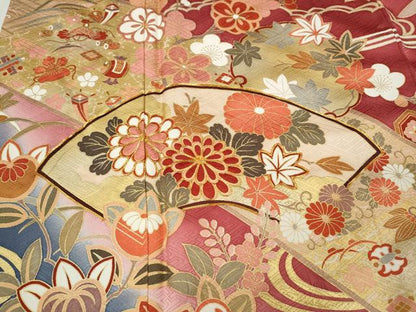 平和屋着物●豪華振袖　駒刺繍　地紙鴛鴦花文　暈し染め　金彩　正絹　逸品　CABM9218ut