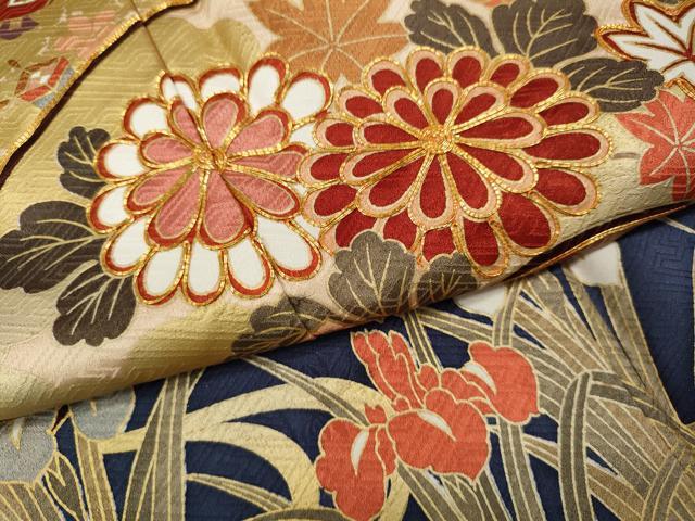平和屋着物●豪華振袖　駒刺繍　地紙鴛鴦花文　暈し染め　金彩　正絹　逸品　CABM9218ut