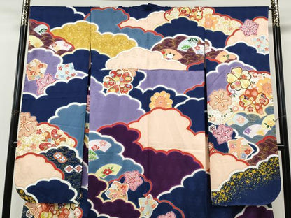 平和屋着物●豪華振袖　雲重ね花文　金彩　正絹　逸品　未使用　CABM9220ut