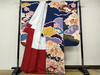 平和屋着物●豪華振袖　雲重ね花文　金彩　正絹　逸品　未使用　CABM9220ut