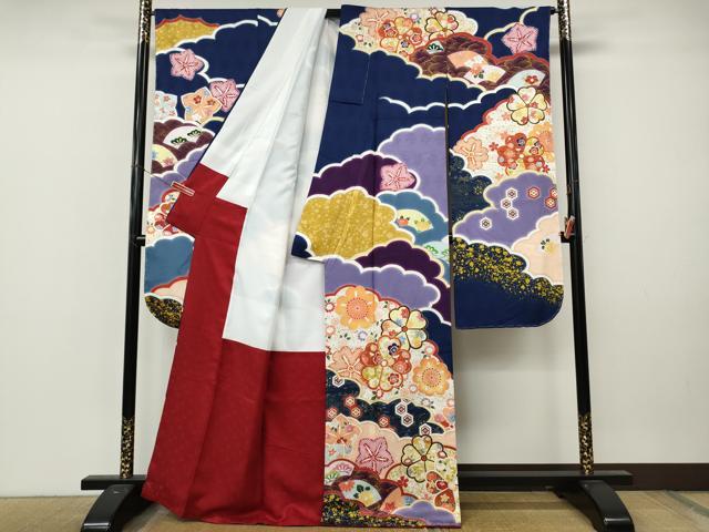平和屋着物●豪華振袖　雲重ね花文　金彩　正絹　逸品　未使用　CABM9220ut