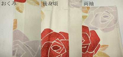 平和屋着物●上質な小紋　薔薇　正絹　逸品　CABM9224ut