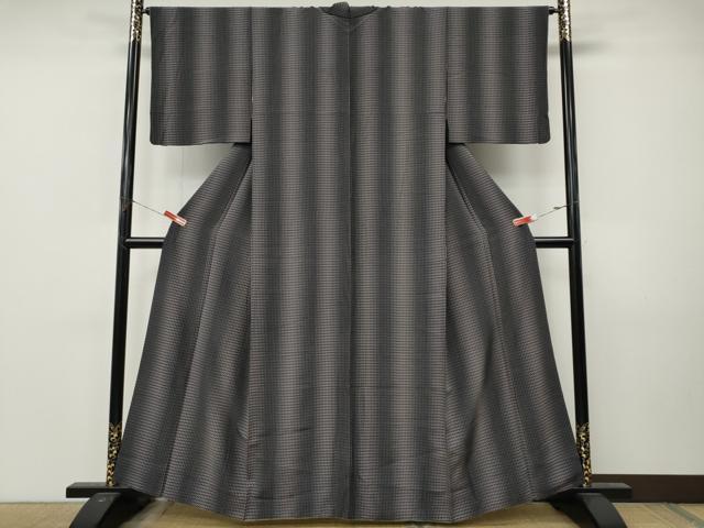 平和屋着物●上質な小紋　幾何学文　黒地　正絹　逸品　CABM9225ut